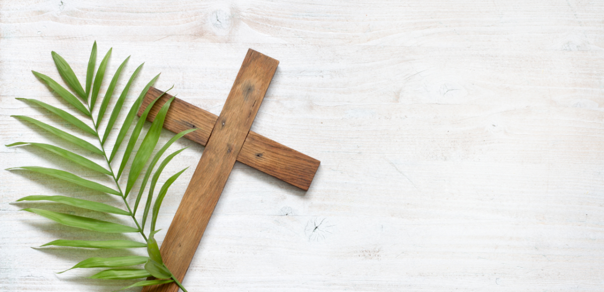 Cross and palm frond