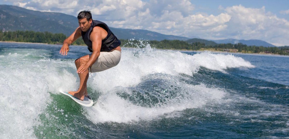 A wakeboarder near Sandpoint