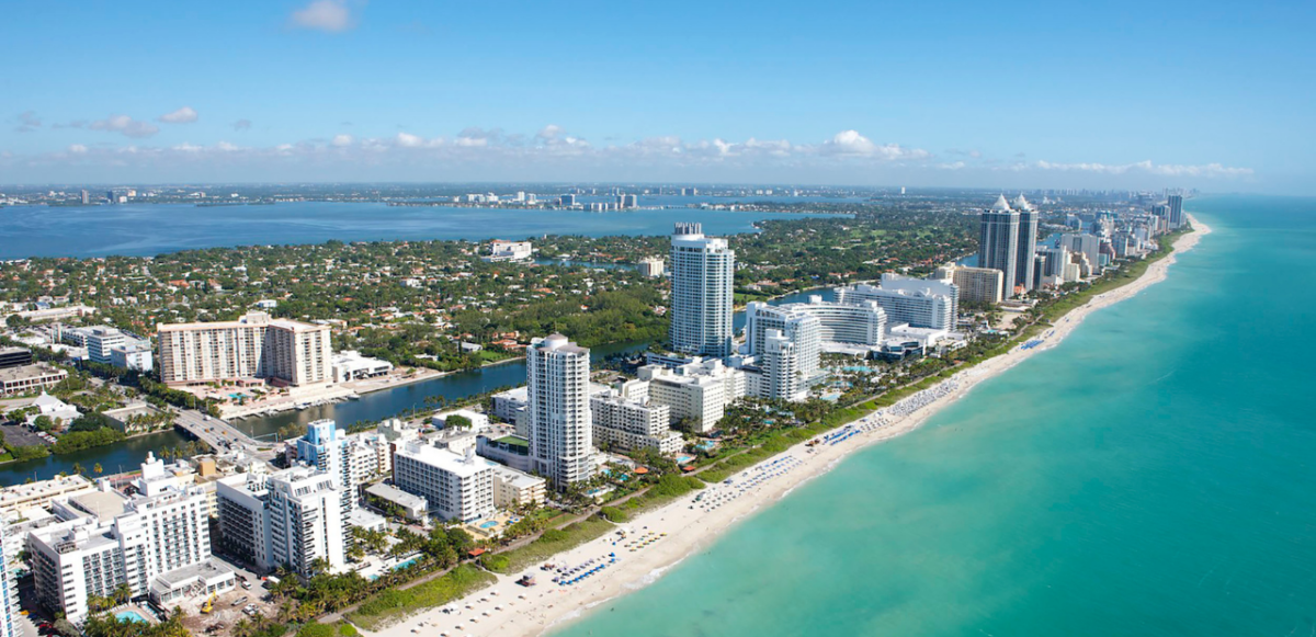 aerial photo of Miami coastline