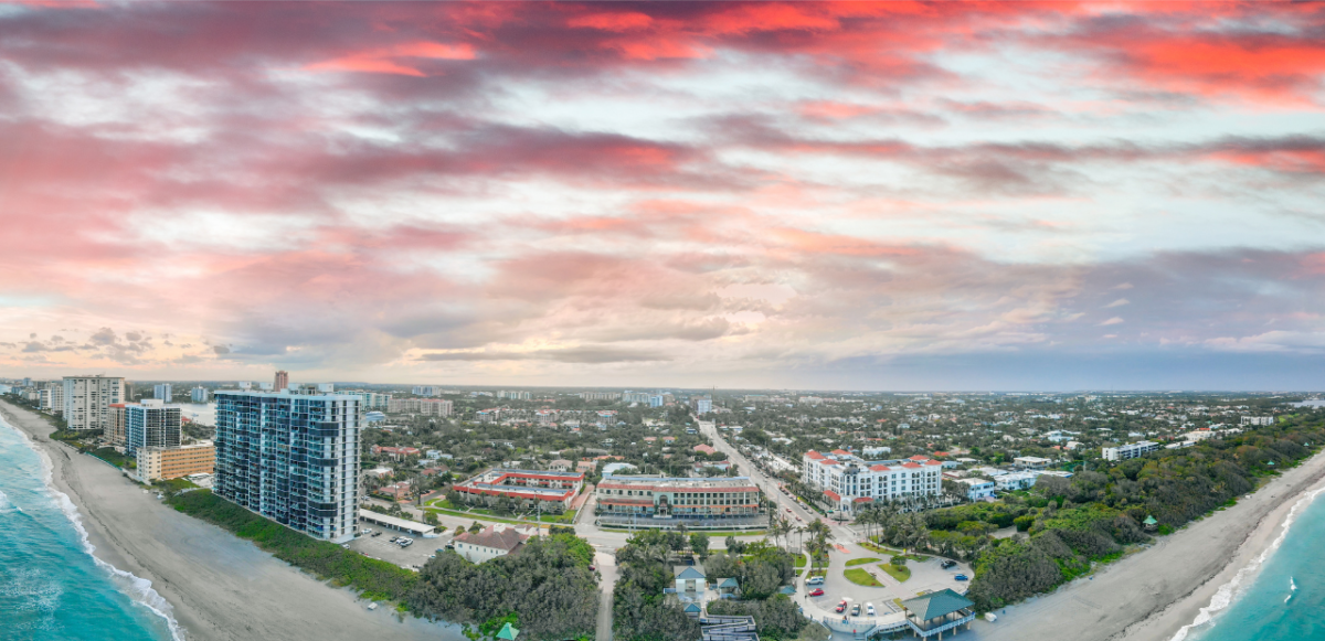 aerial drone shot of Boca raton 