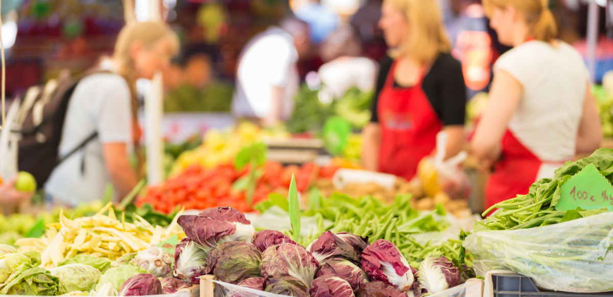 Close up of produce at a market