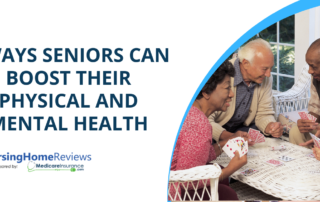 "5 Ways Seniors Can Boost Their Physical and Mental Health" text over image of senior citizens playing cards